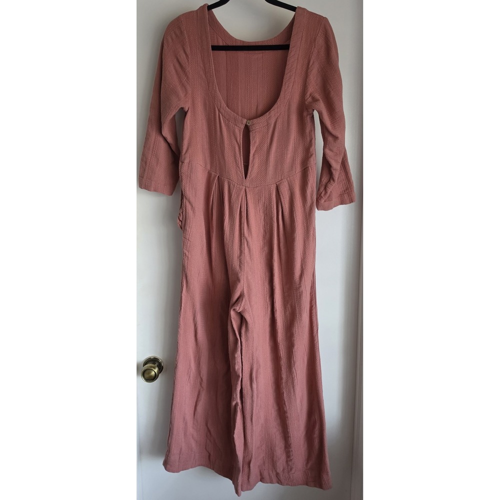 Free People Jumpsuit XS Dusty Rose Cotton Linen Boho Casual Romper Playsuit